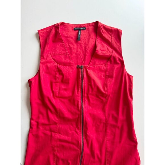 SARAH PACINI Red Stretch Cotton Twill Front Zipper Sheath Dress, Size 3/L - Picture 4 of 13